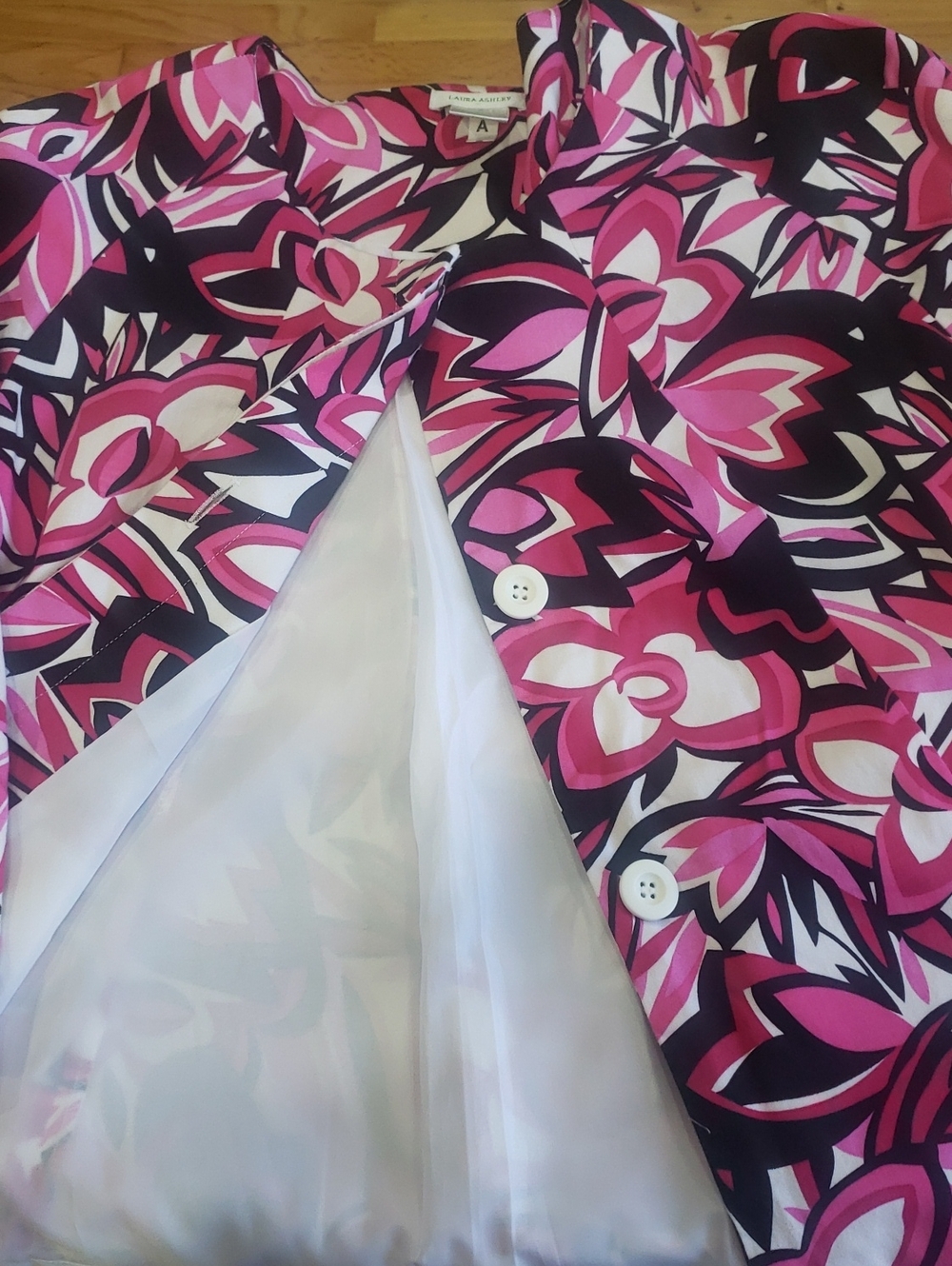 Laura Ashley Women’s Floral Print Pink Bolero Blazer, Size L